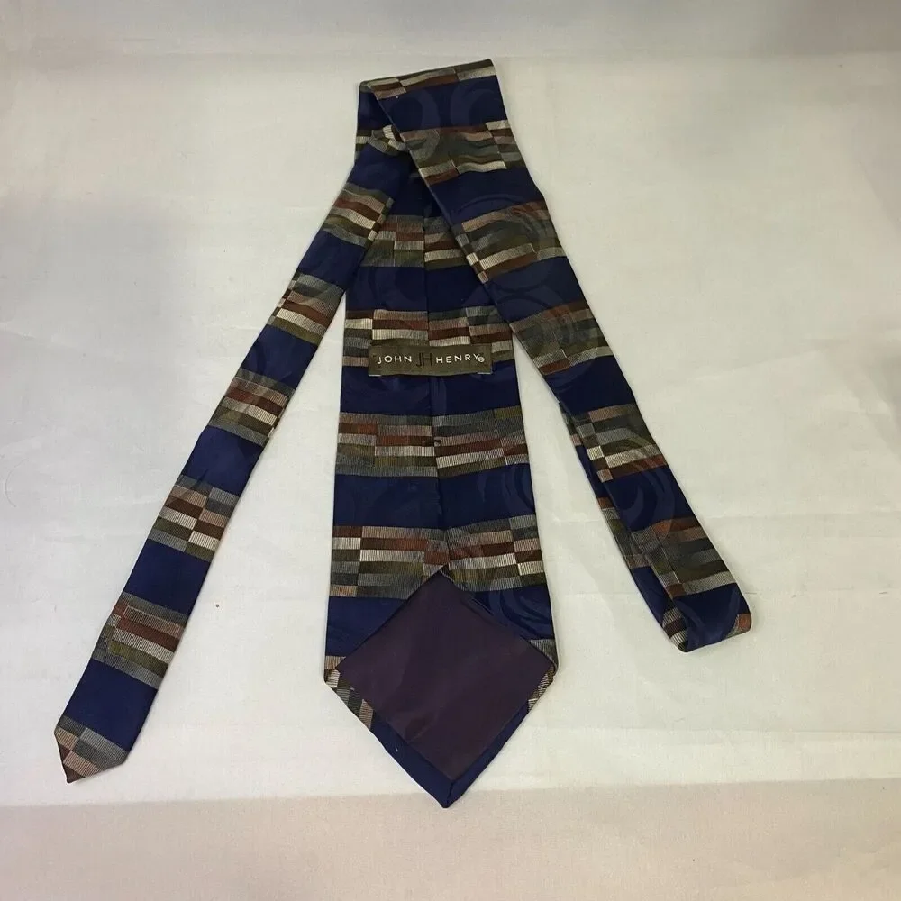 #6617 John Henry Multicolored Boxed Striped Mens Necktie, Tie